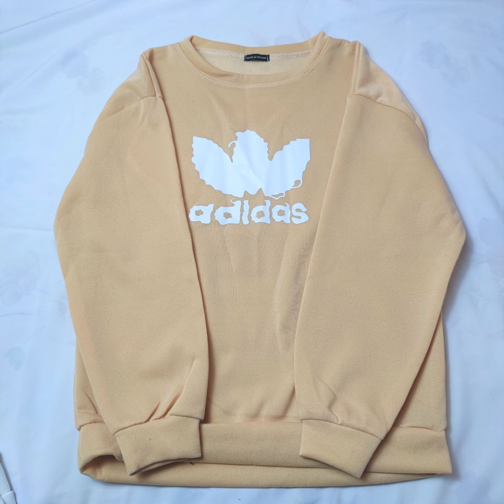 FREESHIP Áo Nỉ Sweater In Logo Adidas Form rộng,Dáng Thụng,Phong Cách Hàn Quốc,Unisex,Freesize dưới 55kg