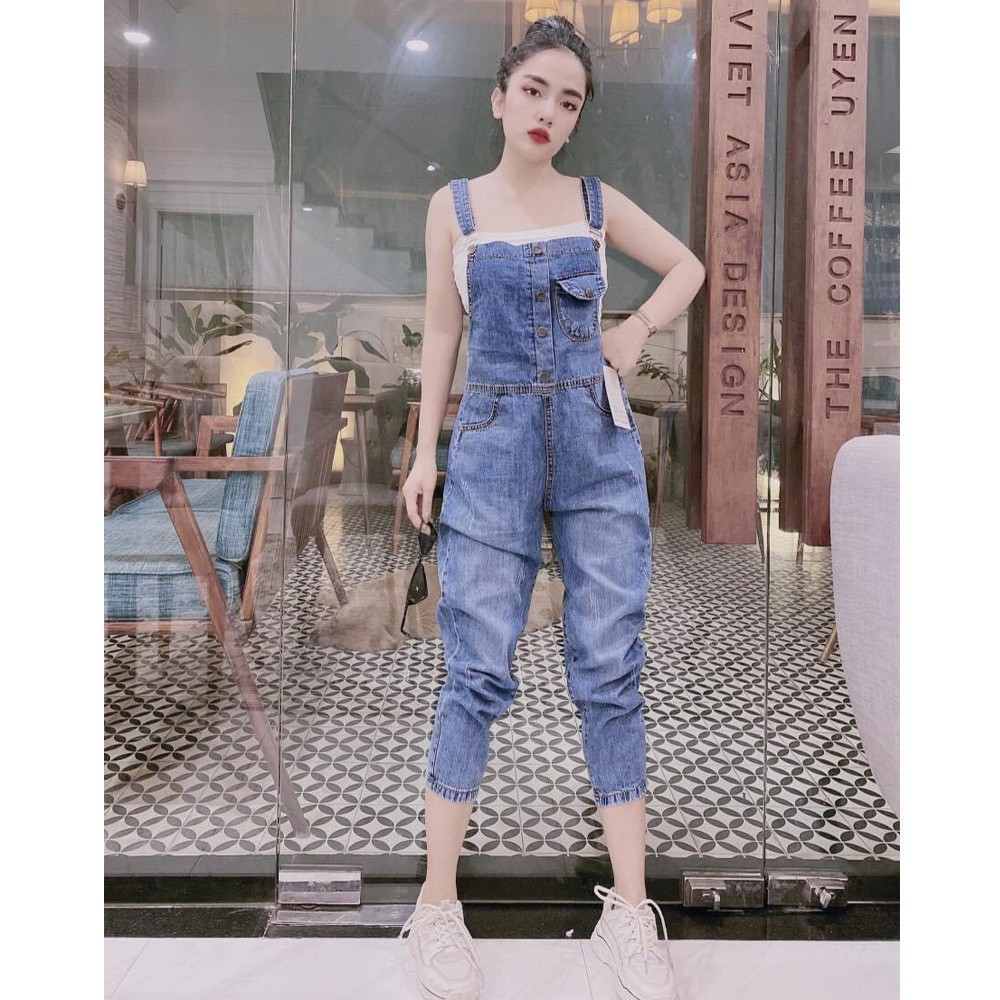 Yếm jean dài nữ 5 cúc SAIGONJEAN phong cách hàn quốc YJ012 - Yếm bò nữ ulzzang | BigBuy360 - bigbuy360.vn