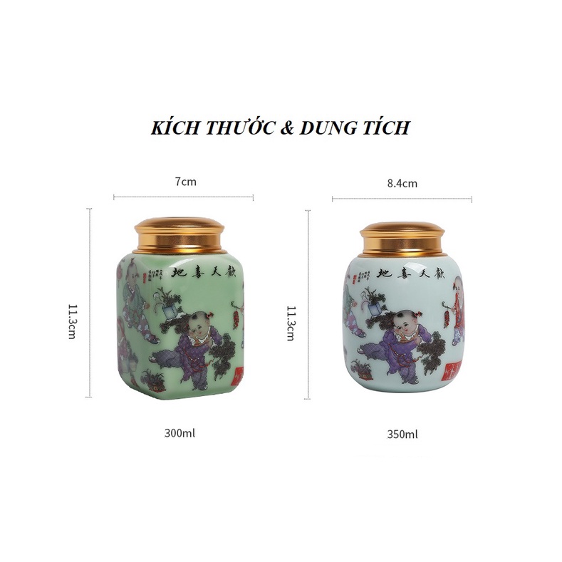 Hũ đựng trà nắp đồng 02 lớp vặn ren siêu khít 300 ml