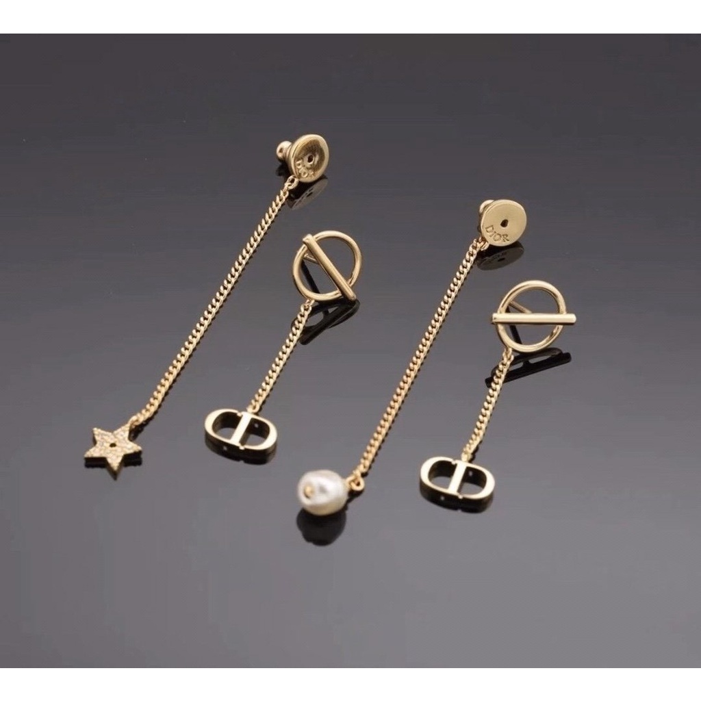 DIOR Khuyên Tai Bạc S925 Họa Tiết Chữ CD Thời Trang Dành Cho Nữ