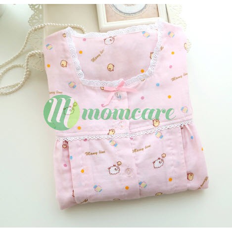 Bộ đồ bầu sau sinh và cho con bú ti XÔ NHẬT thô đũi Đẹp, mát - Pijama thời trang, Pizama mặc nhà dài tay cho mẹ Bigsize