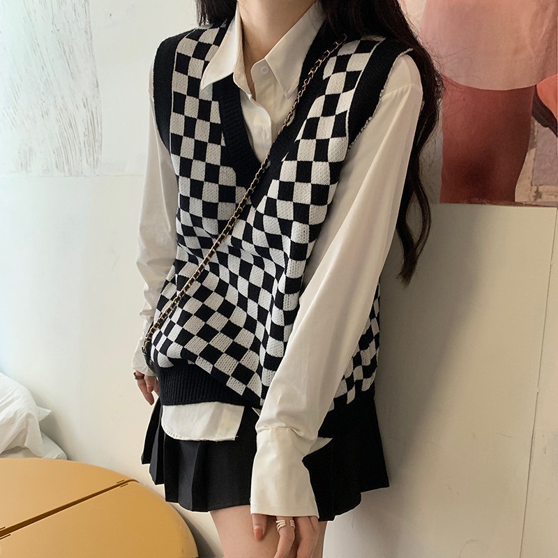 Ảnh thật - A1125 Áo gile kẻ caro vintage Madness - áo không tay dáng xuông cá tính unisex nam nữ