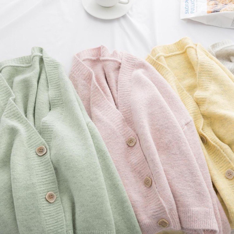 Áo Cardigan lông lạc đà dáng ngắn style vintage Hàn Quốc thời trang nữ thanh lịch