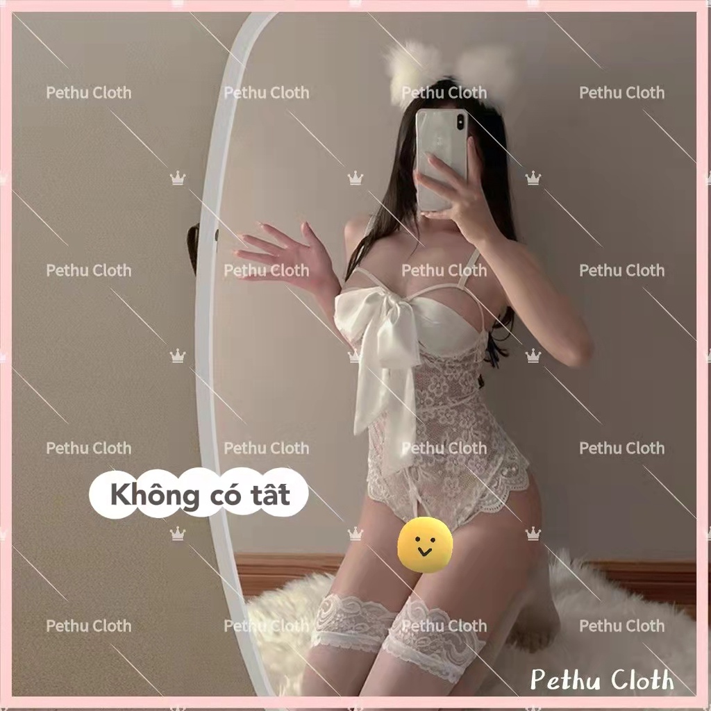 （Q1,HCM）Đồ Ngủ Sexy ren nữ Bodysuit yếm dập ly chất liệu mềm mịn mát kèm quần ren gợi cảm--008