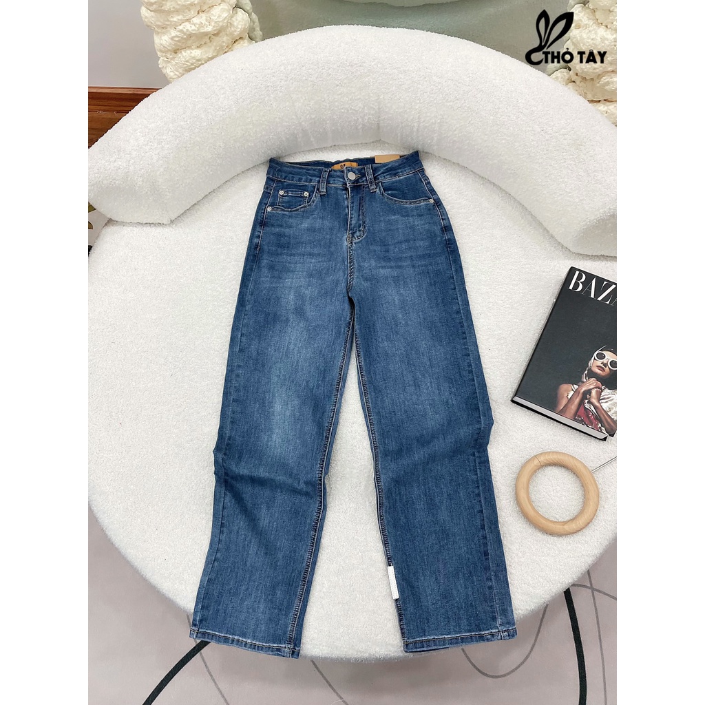 Quần jean suông đứng 1 màu túi phối kiểu THỎ TÂY QJD429