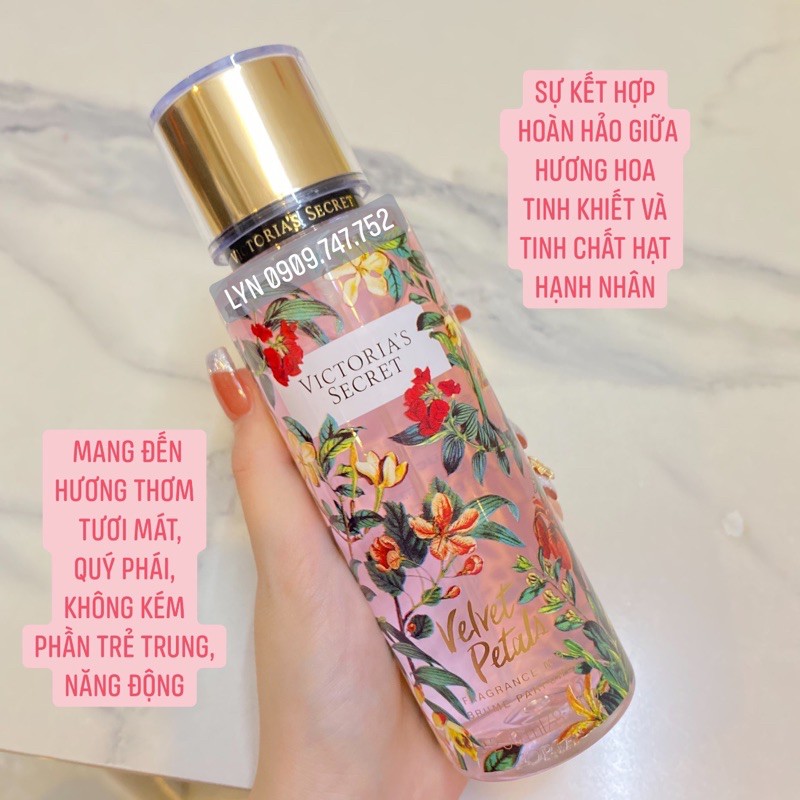 [Velvet Petals] Body Mist Victoria’s Secret Không Nhũ Minisize Nước Hoa Xịt Thơm Toàn Thân Mĩ body mist VS VIC