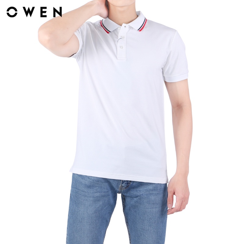 Áo polo Nam Ngắn tay Owen Cotton Body Fit màu Trắng - APV22342
