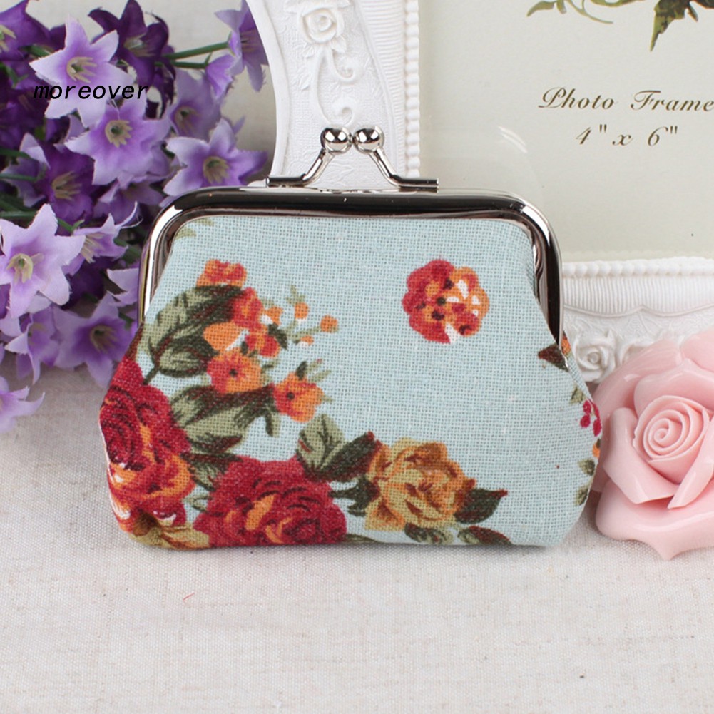 Ví Canvas Đựng Thẻ / Tiền Xu Họa Tiết Hoa Vintage