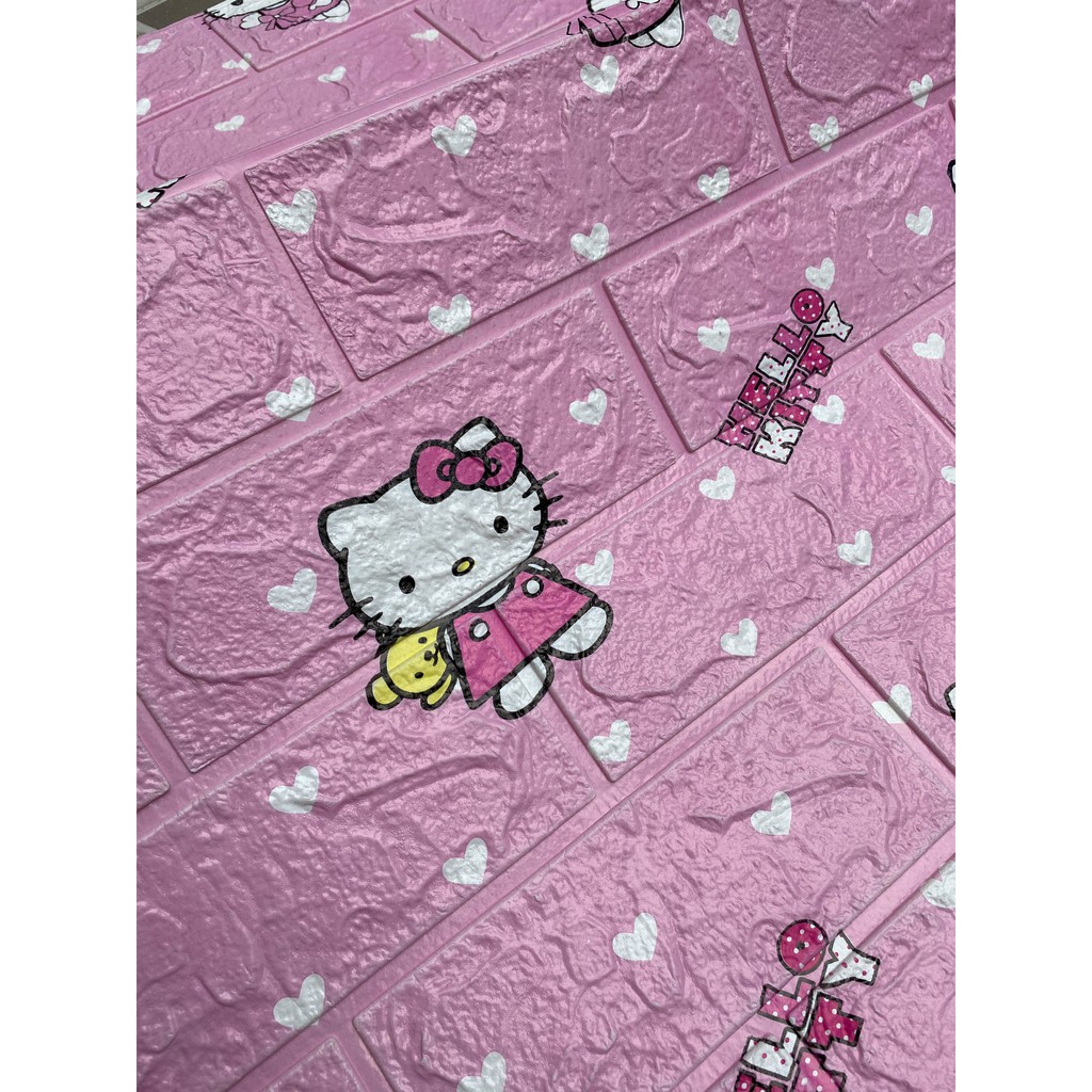 Xốp dán tường 3D trang trí hình Doraemon và Hello Kitty