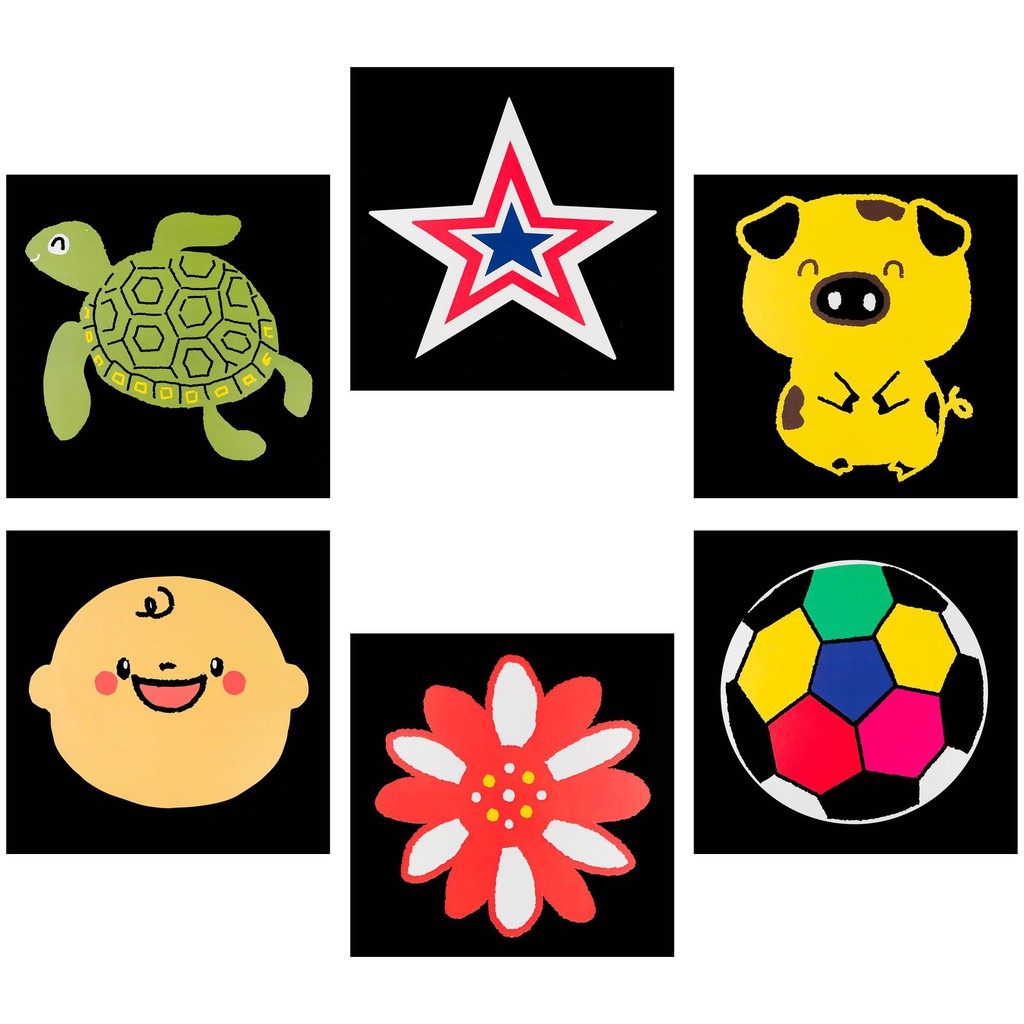 Sách - Sticker kích thích thị giác cho trẻ sơ sinh theo montessori - Combo 3 bộ 18 stickers khổ siêu to khổng lồ 30x30cm