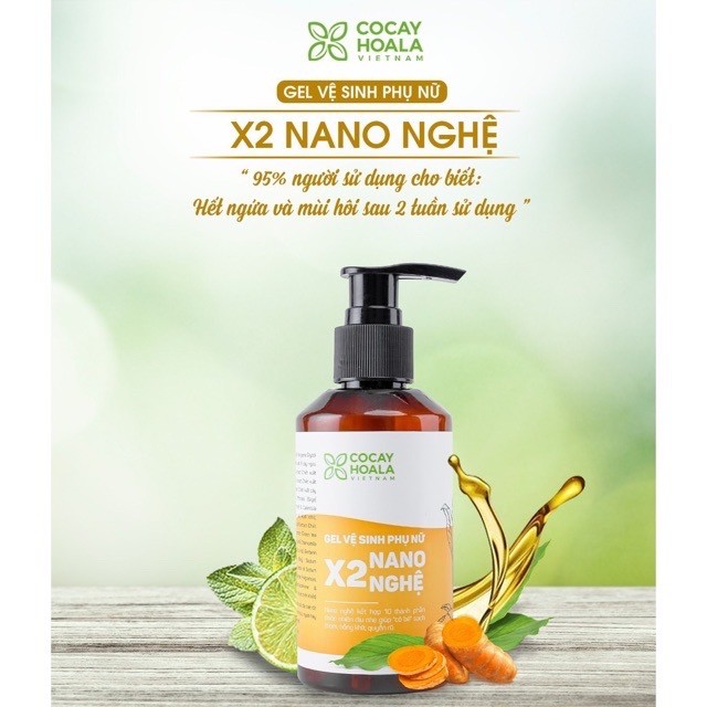 Dung dịch vệ sinh x2 nano nghệ - x2 hương đào - hương cam mới Cocayhoala- CHAI 150ML  HÀNG CHÍNH HÃNG