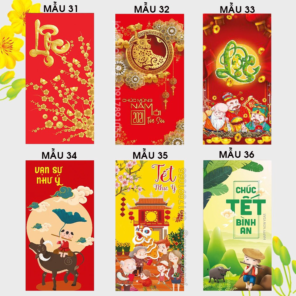 Combo 100 Bao Lì Xì Xuân QUÝ MÃO 2023 Nhiều Mẫu Cực Đẹp