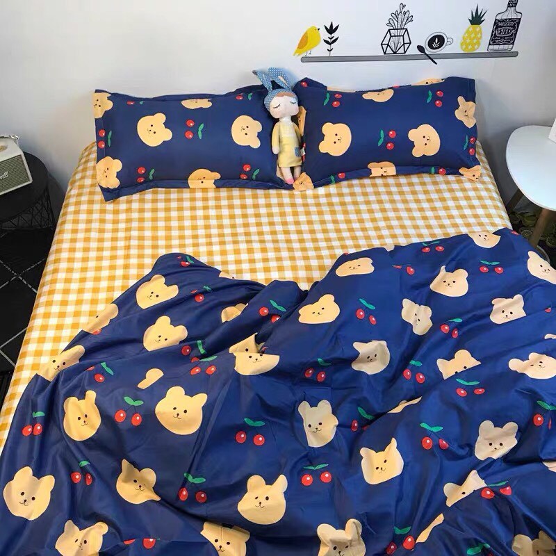 [MẪU CHO BÉ] Cotton Poly Nhập Mẫu GẤU CHERI XANH (đủ kích thước)