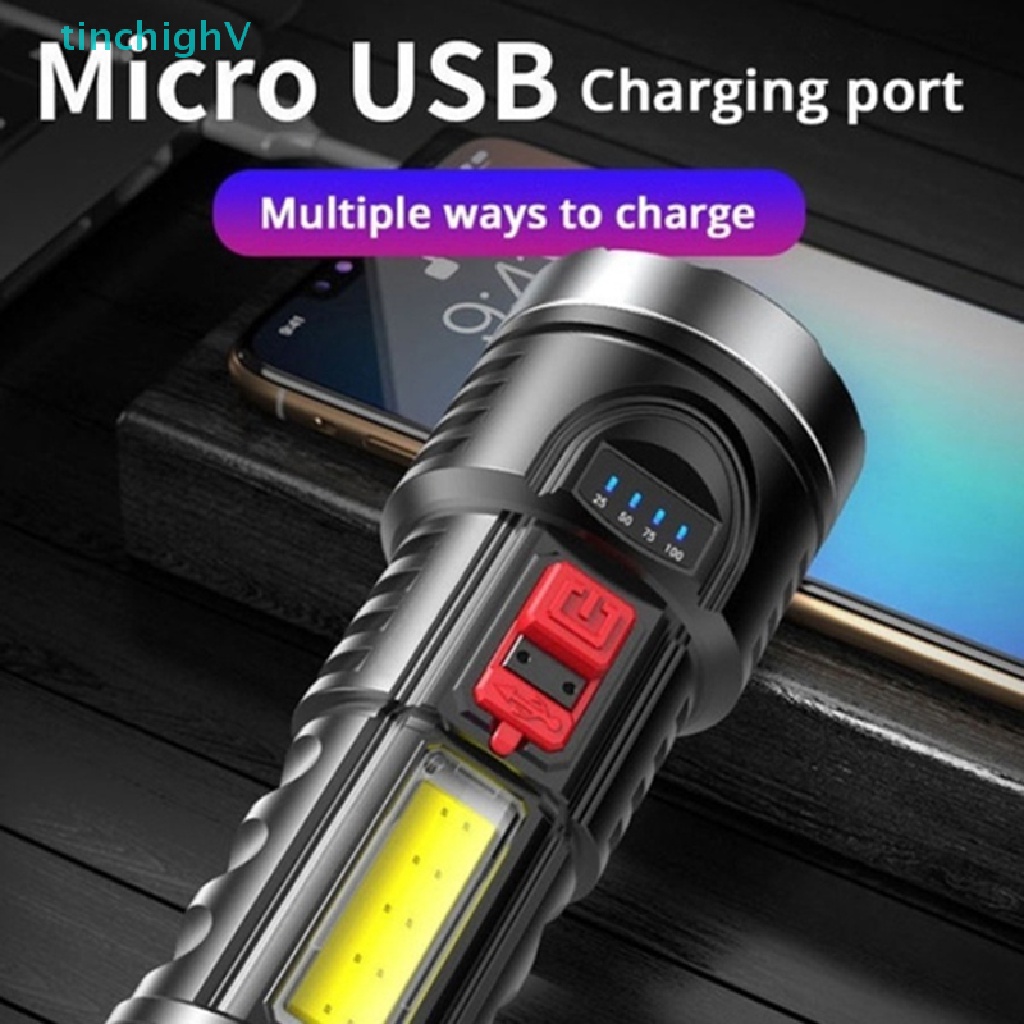 Đèn Pin LED Siêu Sáng Sạc USB Tiện Dụng Mang Theo Du Lịch Leo Núi