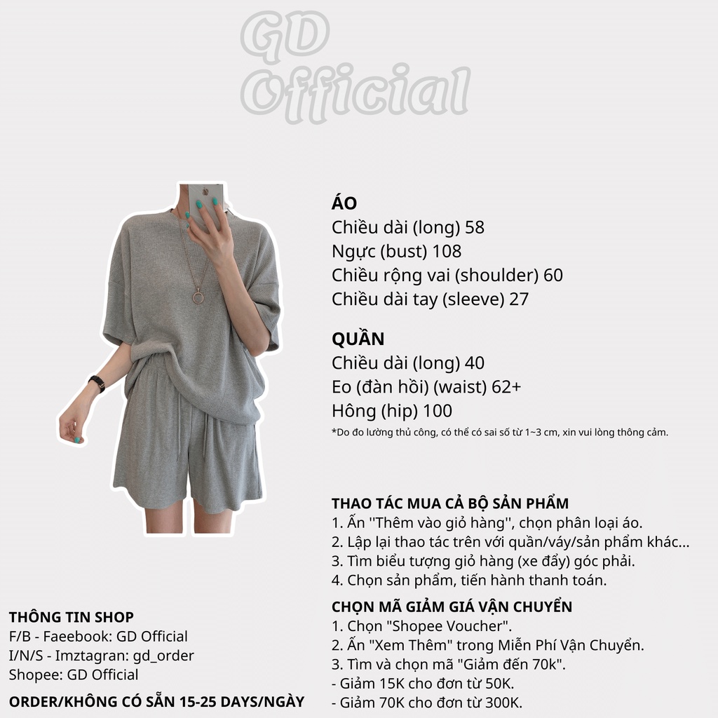N5|Set bộ thể thao, mặc nhà dáng ngắn gồm áo và quần short cá tính mát mẻ màu be, xám GD Official