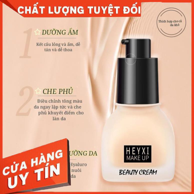 Kem nền dưỡng ẩm HEYXI che phủ khuyết điểm làm đều màu da Beauty Cream Skin Foundation 30ml HEYX14 | BigBuy360 - bigbuy360.vn