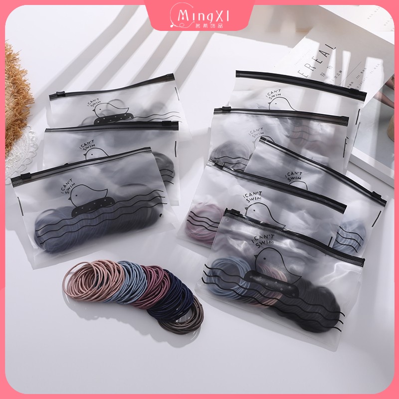 Set 100 Dây Thun Cột Tóc Co Giãn Phong Cách Hàn Quốc Dành Cho Nữ