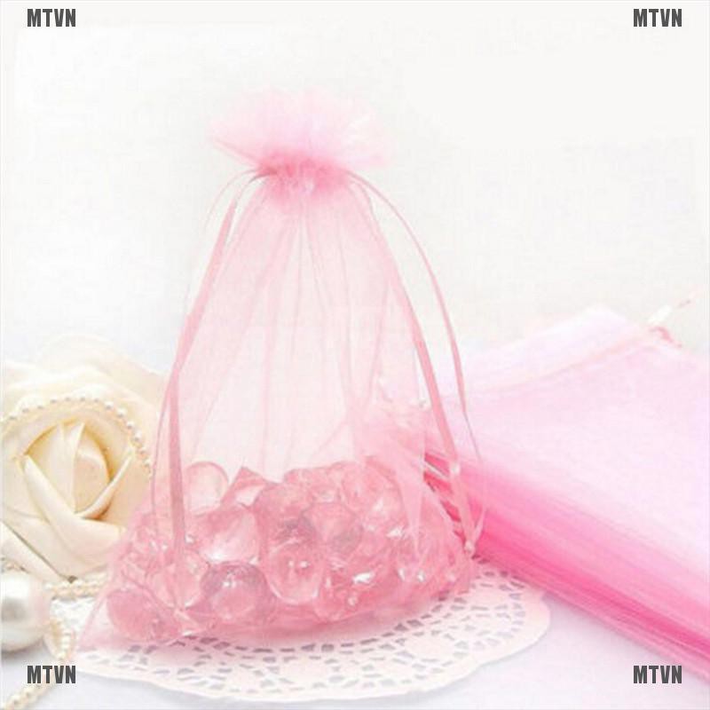 Bộ 50 túi lưới đựng bánh kẹo/trang sức bằng Organza cho dịp đám cưới