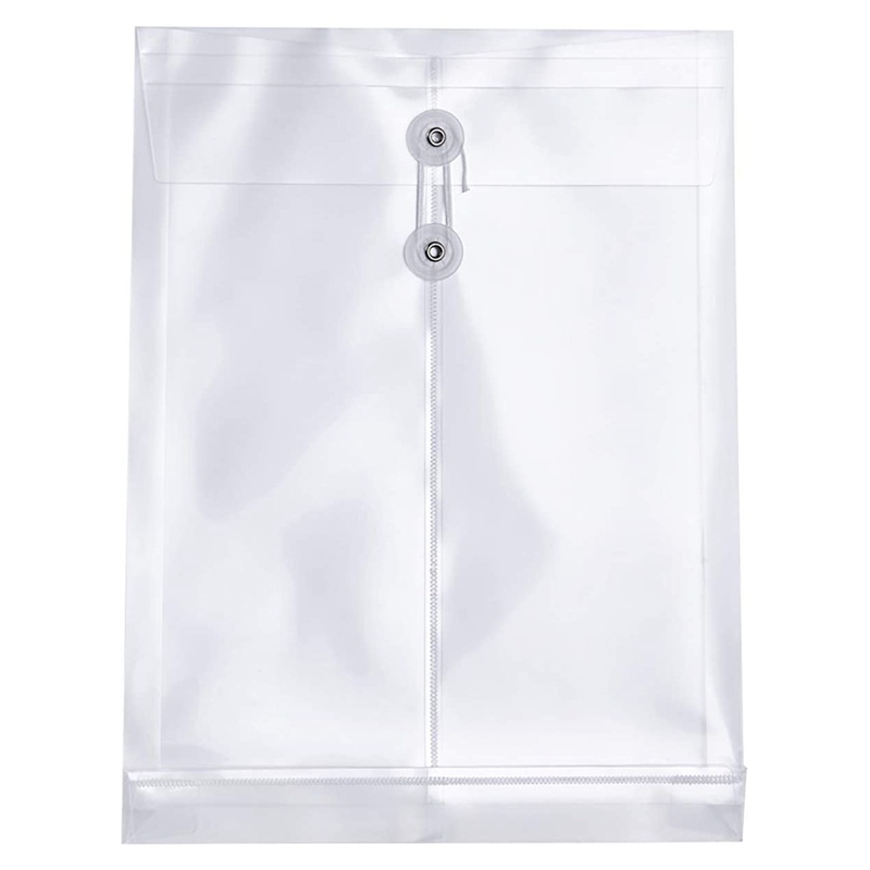 Bộ 12 Bìa Thư Tài Liệu Khổ A4 Bằng Nhựa Poly Màu Trong Suốt Kèm Nút Và Dây Buộc Tiện Dụng