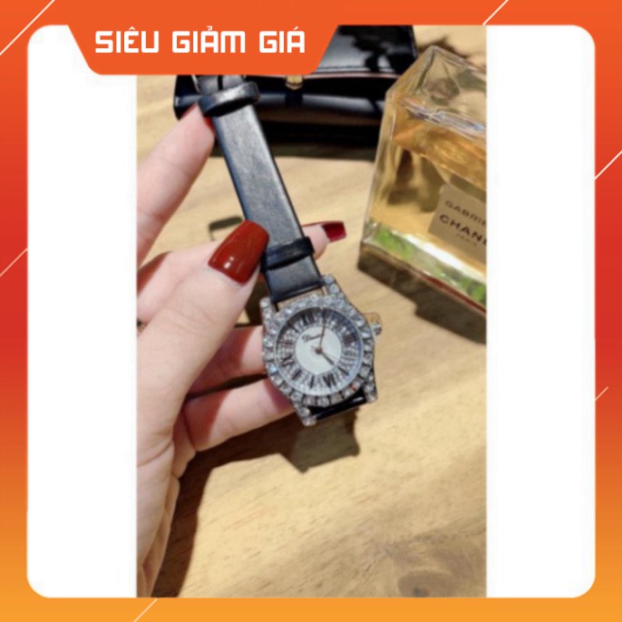 Đồng hồ DIMINI dây da mềm thiết kế đính đá kim cương nhân tạo sang trọng đeo cực sáng tay và nổi bật-donghomiu