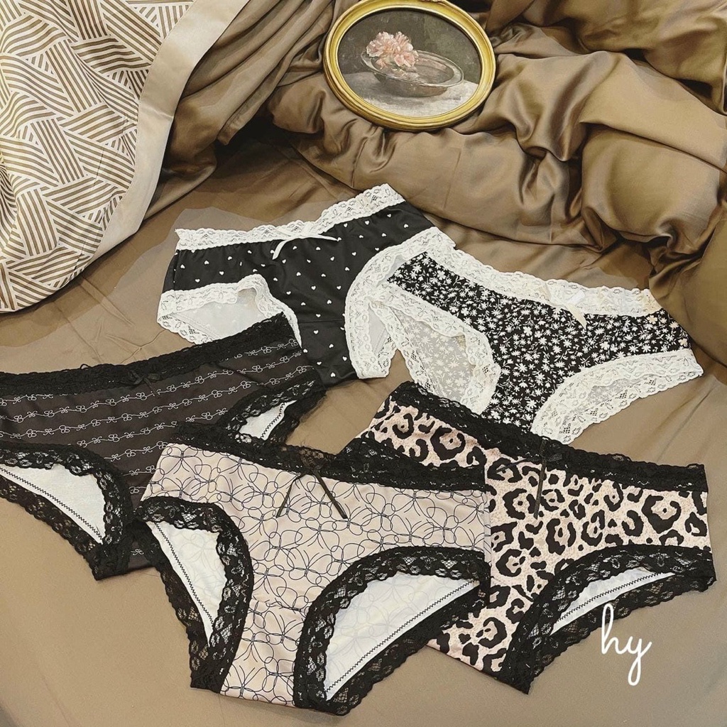 Quần lót nữ lụa băng viền ren họa tiết MORIGIRL, quần chip nữ đẹp Havana FLQ105