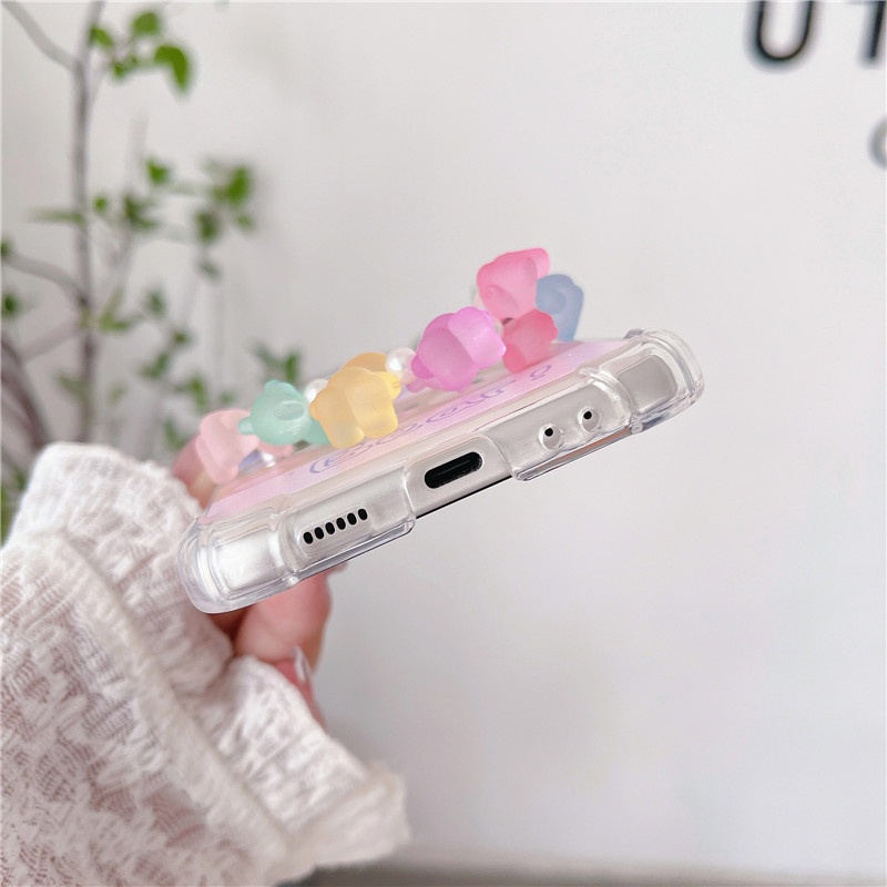 Ốp Điện Thoại Dẻo Trong Suốt Họa Tiết Hoạt Hình Chú Gấu & Cầu Vồng Cho Samsung Galaxy Z Flip 3 5G Samsung Z Flip 4