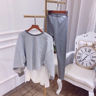 💥💥💥set áo thun 2 lớp + legging xám 🖤 bsung ảnh thật nhé❤️❤️❤️