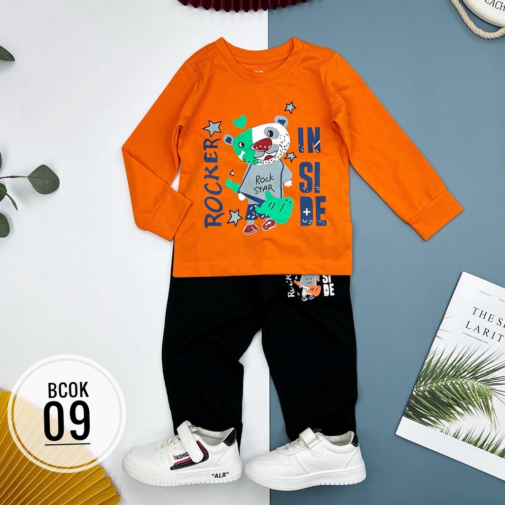 Bộ bé trai LITIBABY dài tay, chất cotton, size 2, 3, 4, 5, 6, 7 tuổi