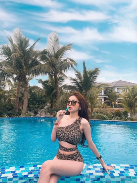 Monokini, đồ bơi 1 mảnh khoét bụng da beo lệch vai sexy (hình thật ở cuối)