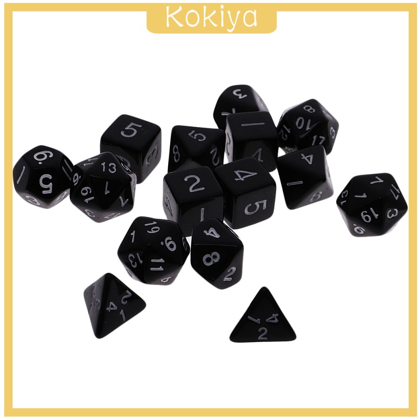 Bộ 15 xúc xắc 4-20 mặt 1/10 Acrylic chơi game RPG kèm túi đựng