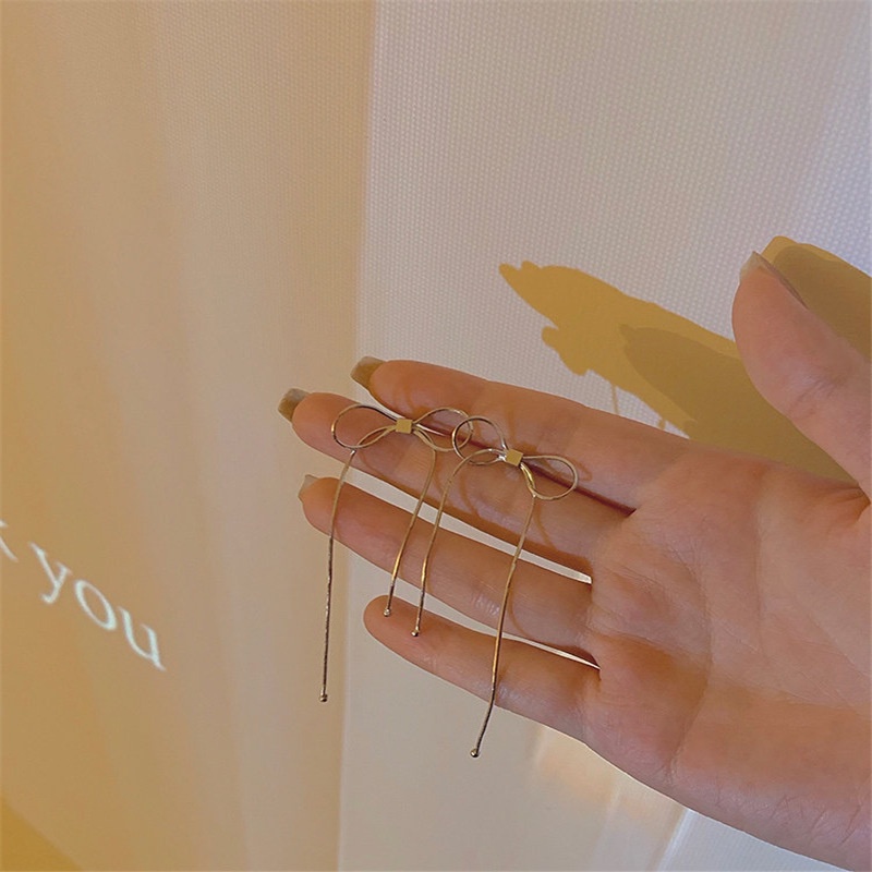 Khuyên Tai Dáng Dài Thắt Nơ Phong Cách Hàn Quốc 19A1322