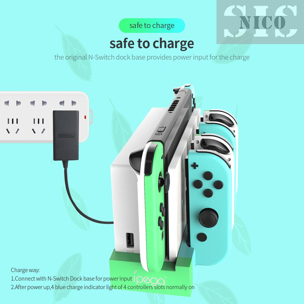 Đế Sạc Điều Khiển Chơi Game Ipega Pg-9186 N-Switch Với 4 Khe Cắm Sạc Cho Tay Cầm Chơi Game Đen Và Đỏ