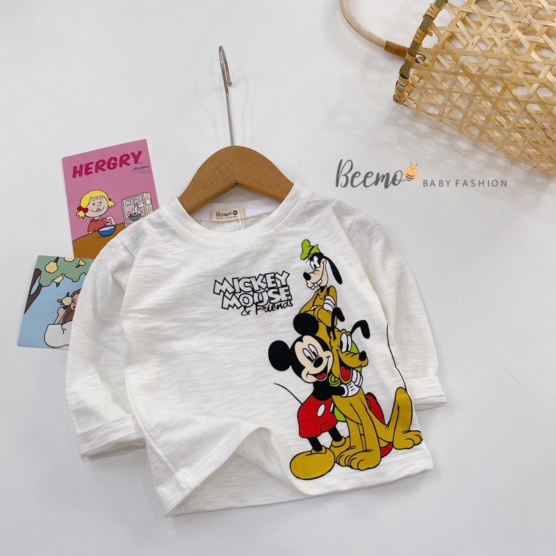 Áo thun dài tay cotton bé trai thương hiệu Beemo, hình in mickey siêu xinh