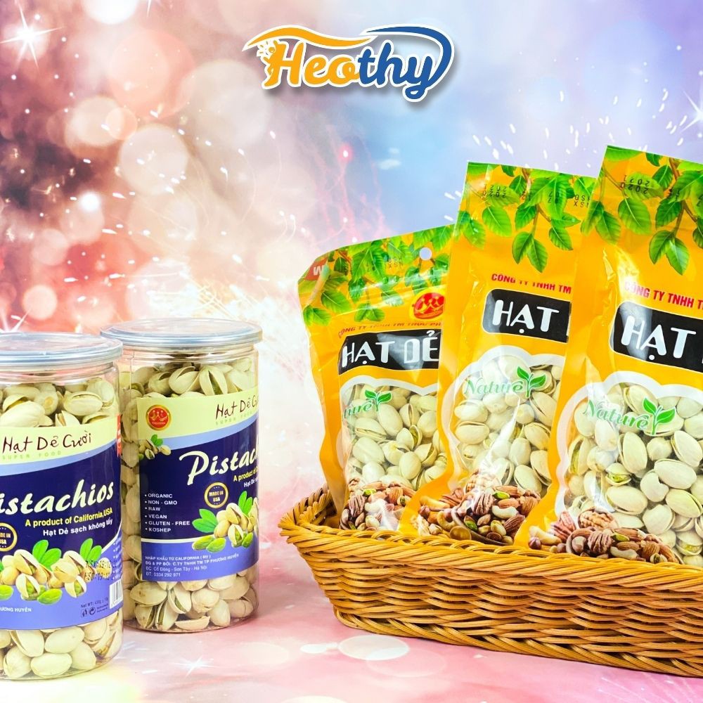 Hạt dẻ cười rang muối 200g - 430g, hạt dẻ cười không tẩy trắng HeothyFood, đồ ăn vặt Việt Nam chất lượng cao