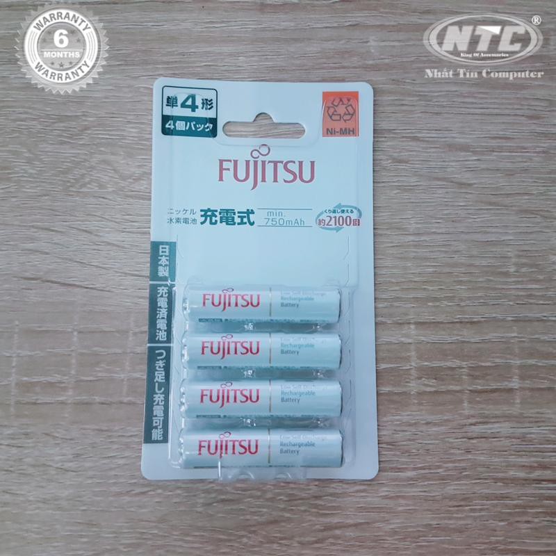 Pin sạc AAA Fujitsu 750mAh vỉ 4 Viên made in JAPAN - nội địa Nhật Bản (trắng)