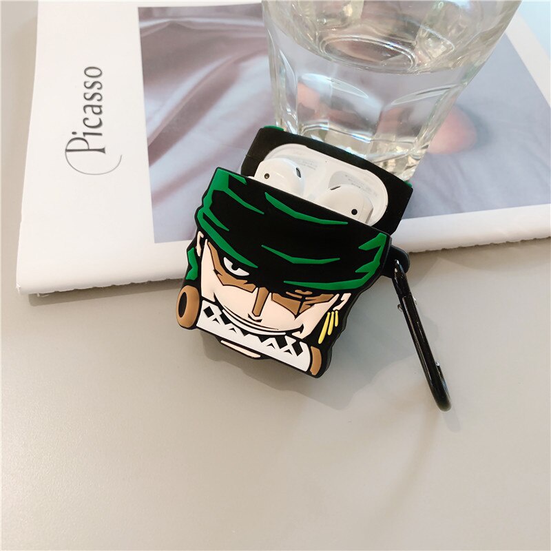 Vỏ Bảo Vệ Hộp Sạc Tai Nghe Airpods 1 / 2 Từ Silicon Họa Tiết Hoạt Hình One Piece Roronoa Zoro 3d Dễ Thương