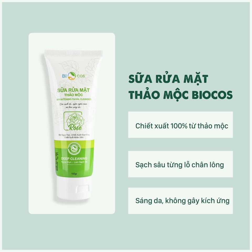 Sữa Rửa Mặt Ngừa Mụn,Sáng Da BIOCOS 100gr