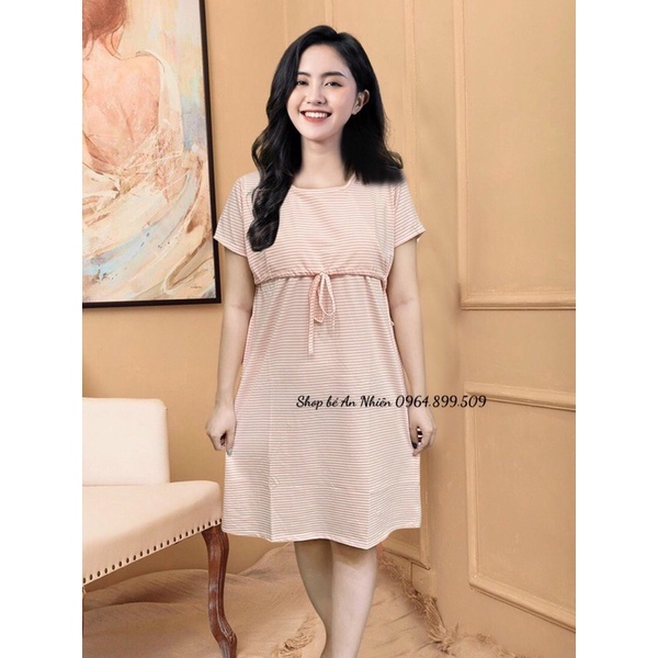 [Đồ mẹ] Đầm thun 2in1 vừa mặc bầu-vừa sau sinh (có lật lên cho con bú) vải thun co dãn
