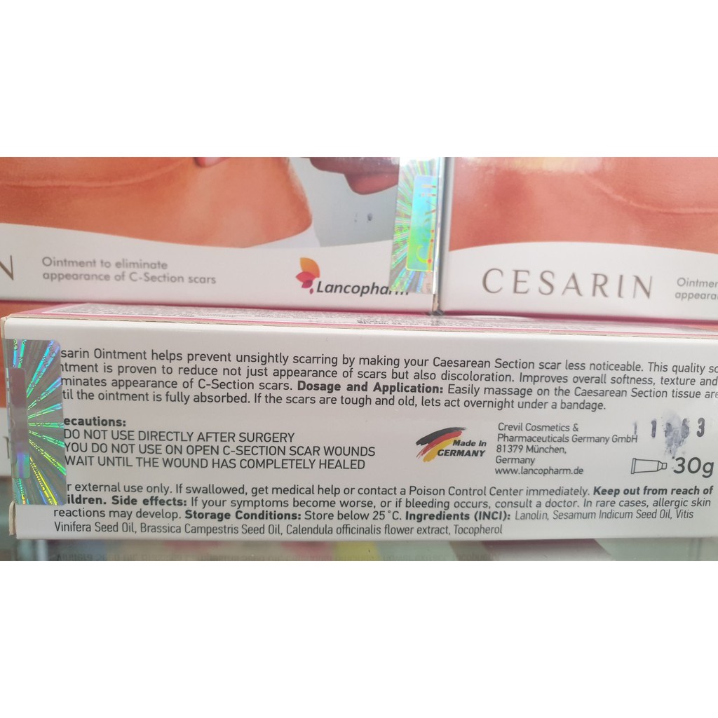 Kem Sẹo Phẫu Thuật CESARIN-Lancopharm 30g -Sẹo Sau Mổ Sinh,Làm Phẳng Sẹo Và Mờ Vết Rạn Da