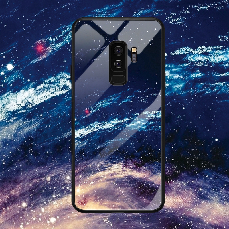 Ốp điện thoại kính cường lực in họa tiết xinh xắn cho Samsung Galaxy S8 S9 S10 Plus Note 8 S10e Note 9