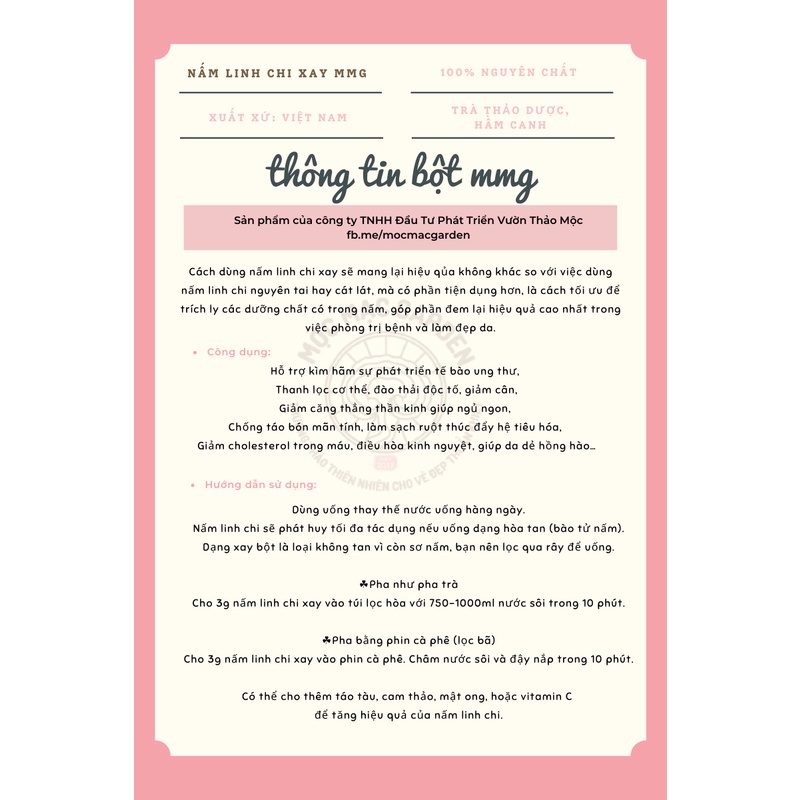 Bột nấm linh chi MMG thần dược thượng hạng dạng túi giấy