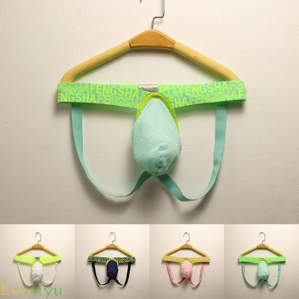 【Ready Stock】Men Thong Sheer Mesh Panties Elastic U Convex Pouch Sexy Breathable Underwear@New