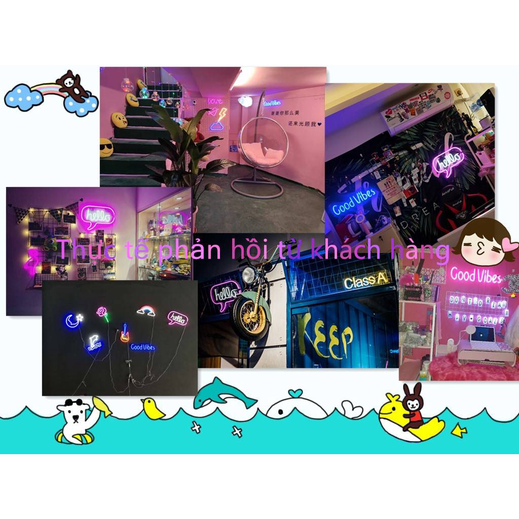 [SIZE LỚN USB -TẶNG Miếng dàn tường] Đèn LED chữ bảng NEON trong suốt  DECOR , trang trí phòng ngủ MOXI.
