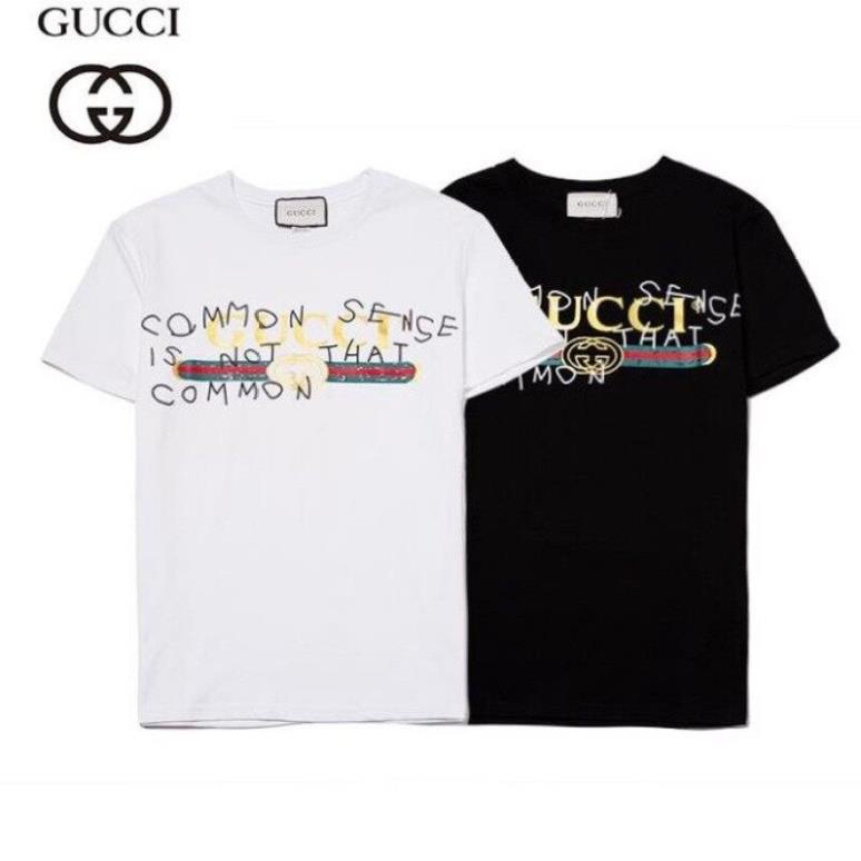 Áo Thun Tay Ngắn Cổ Tròn In Chữ Gucci + Nhãn Hiệu New