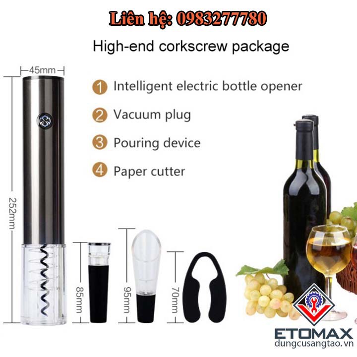 Bộ Dụng Cụ Mở Rượu Vang Tự Động 4 in1 v2 Pin Sạc SW-C001, Qùa Tặng Đẳng Cấp