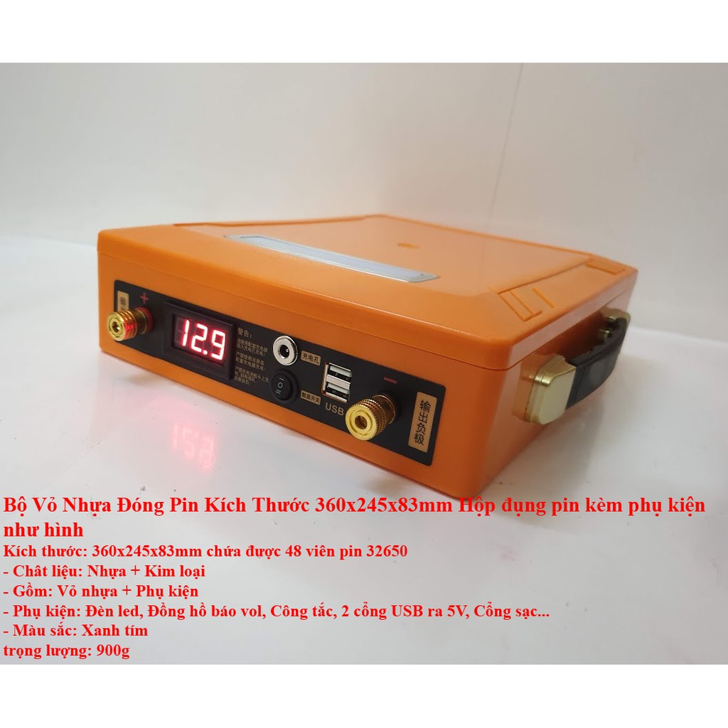 Hộp đựng pin - Bộ Vỏ Nhựa Đóng Pin Kích Thước 325x245x83mm chứa được 32 viên pin 32650