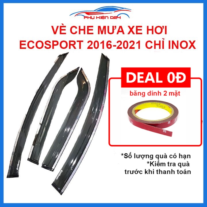 Vè mưa Ford EcoSport 2016-2017-2018-2019-2020-2021 chỉ inox cao cấp bảo vệ xe