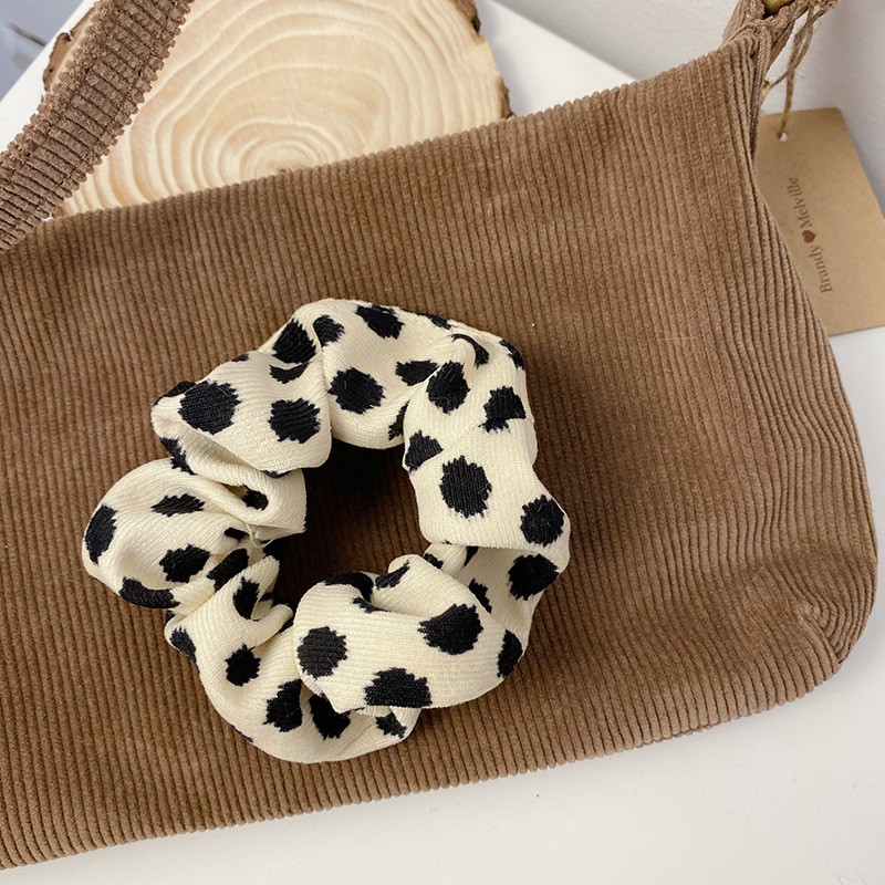 Cột Tóc Vải Scrunchies Họa Tiết Bò Sữa Đáng Yêu