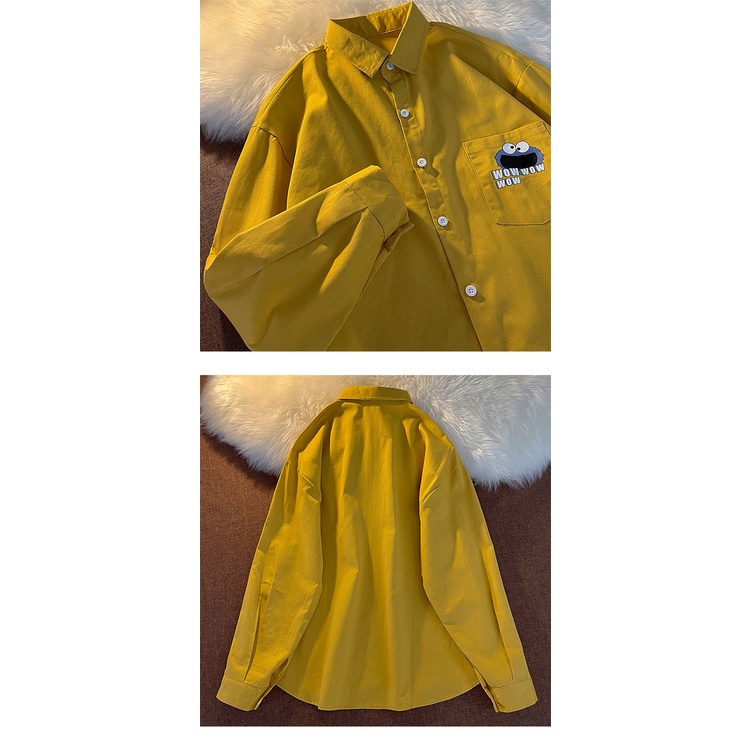 Áo sơ mi tay dài màu sắc retro phong cách thời trang dành cho nữ