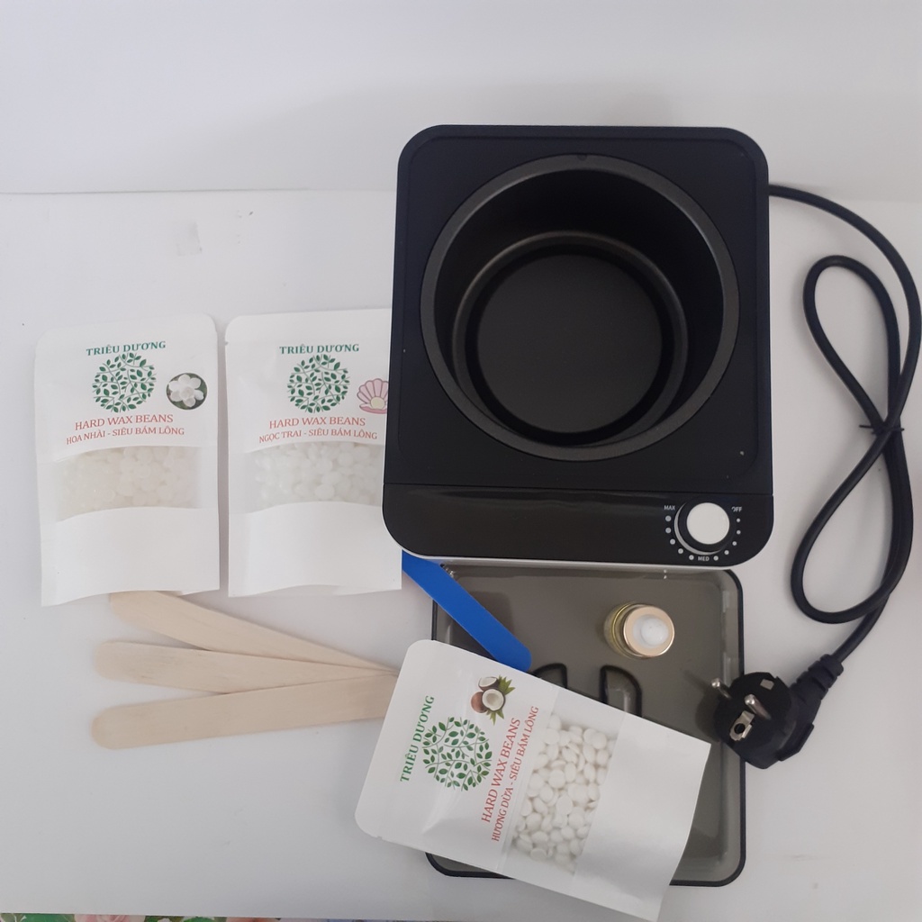 (Tặng 1 dũa móng +1 mặt nạ nén): Nồi sáp wax lông chống dính + sáp wax lông 50g cao cấp dòng hương + mỡ trăn 10ml